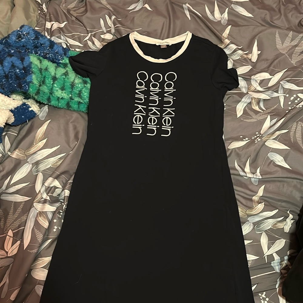 Navy blue and white Calvin Klein dress